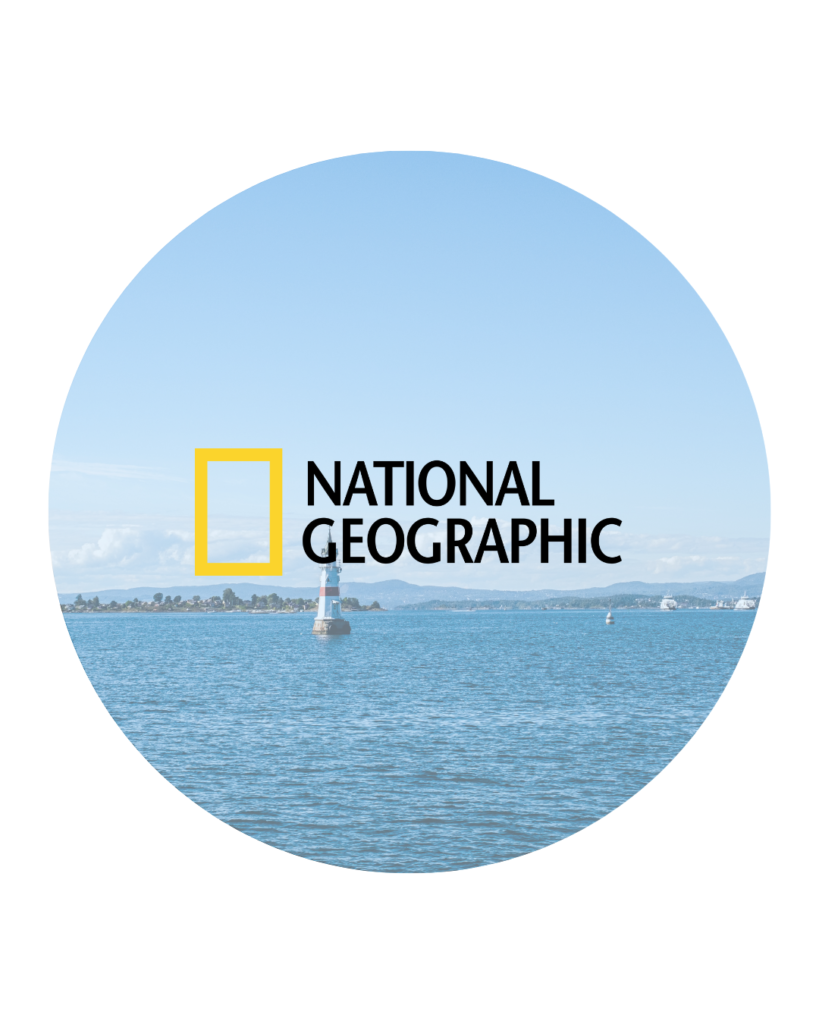 National Geographic logo on a picture of a lighthouse in the Oslo Fjord